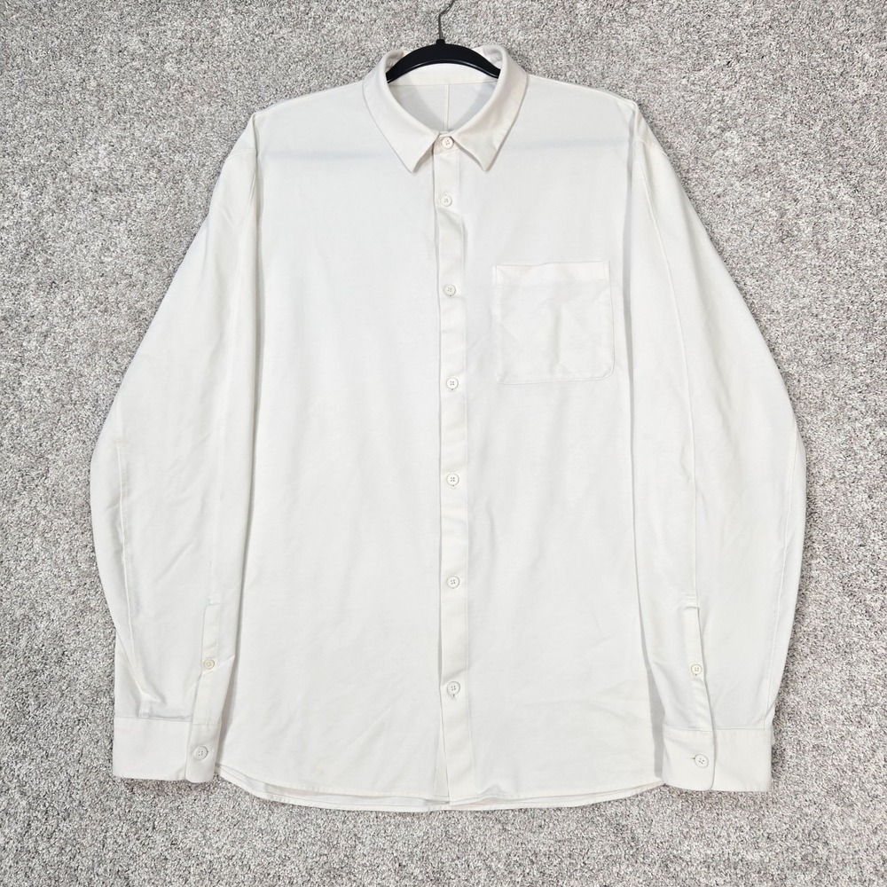 Lululemon Commission Shirt Mens 2XL off white Long Sleeve button up